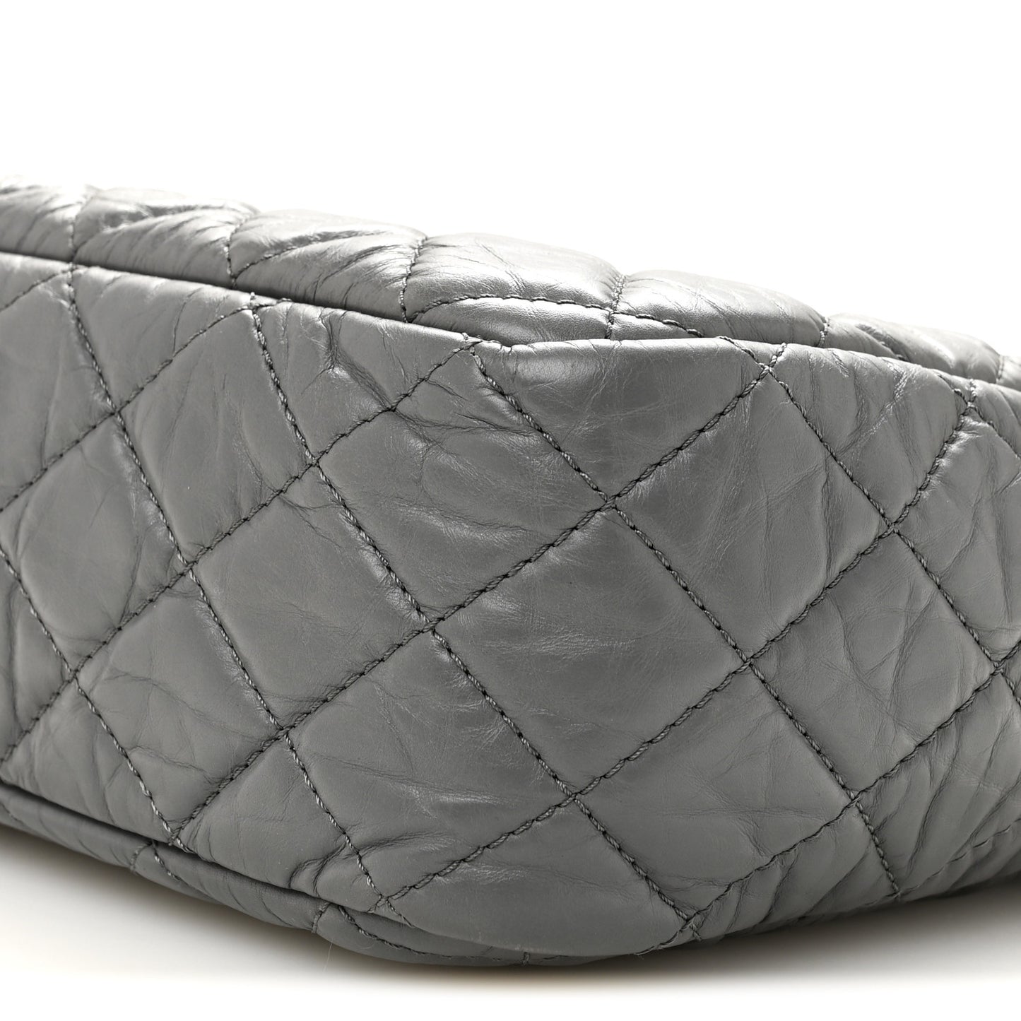 Aged Calfskin Quilted Large Reissue Camera Case Grey