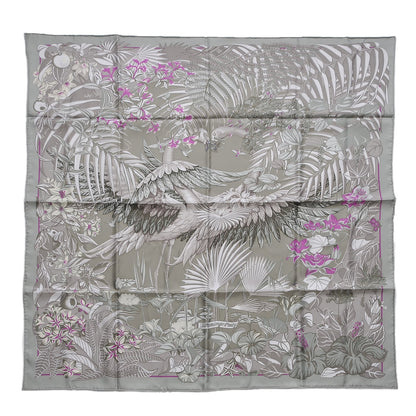 Hermes Silk Flamingo Party Scarf 90 Vert Argile Mastic Mauve 1 of 6
