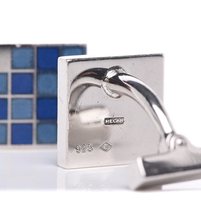 Louis Vuitton Sterling Silver Enamel Square Cufflinks Blue 5 of 5