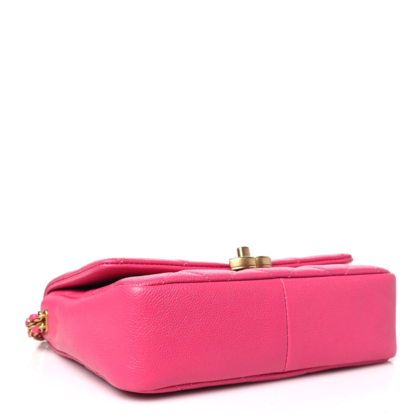 Shiny Caviar Quilted Small Chain Melody Flap Dark Pink