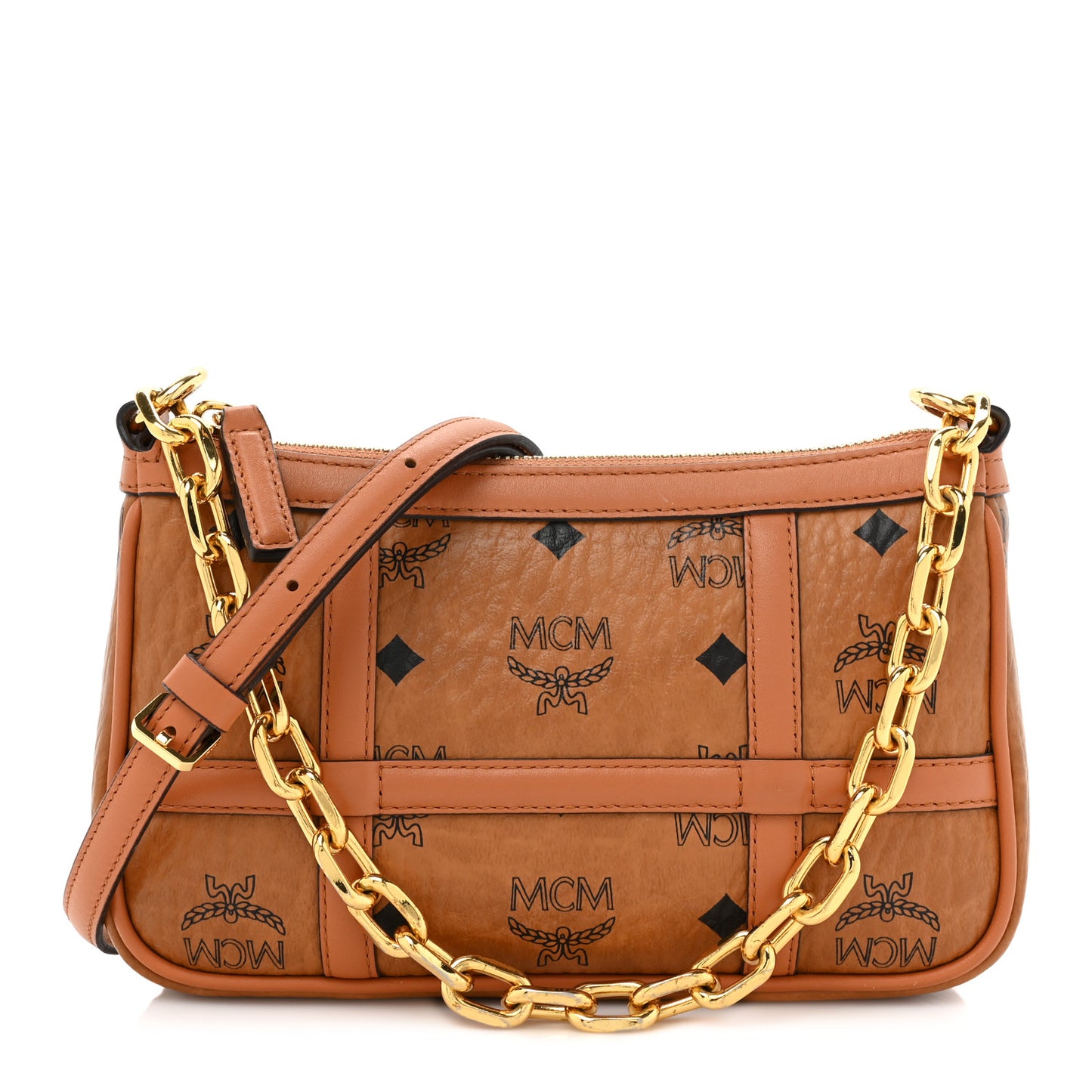 Visetos Nappa Mini Delmy Chain Shoulder Bag Cognac