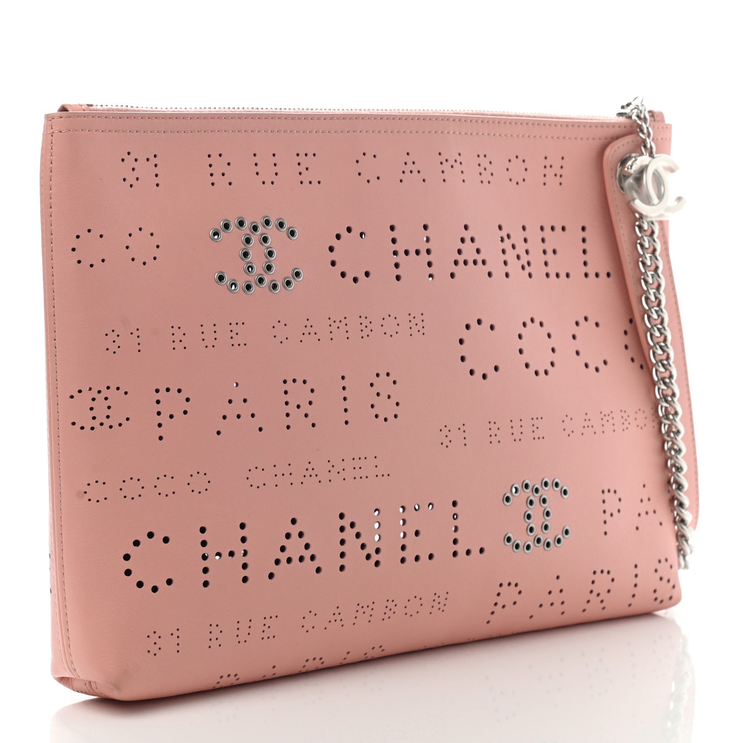 Calfskin Eyelets Clutch Pink