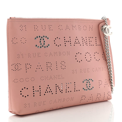 Chanel Calfskin Eyelets Clutch Pink 3 of 13