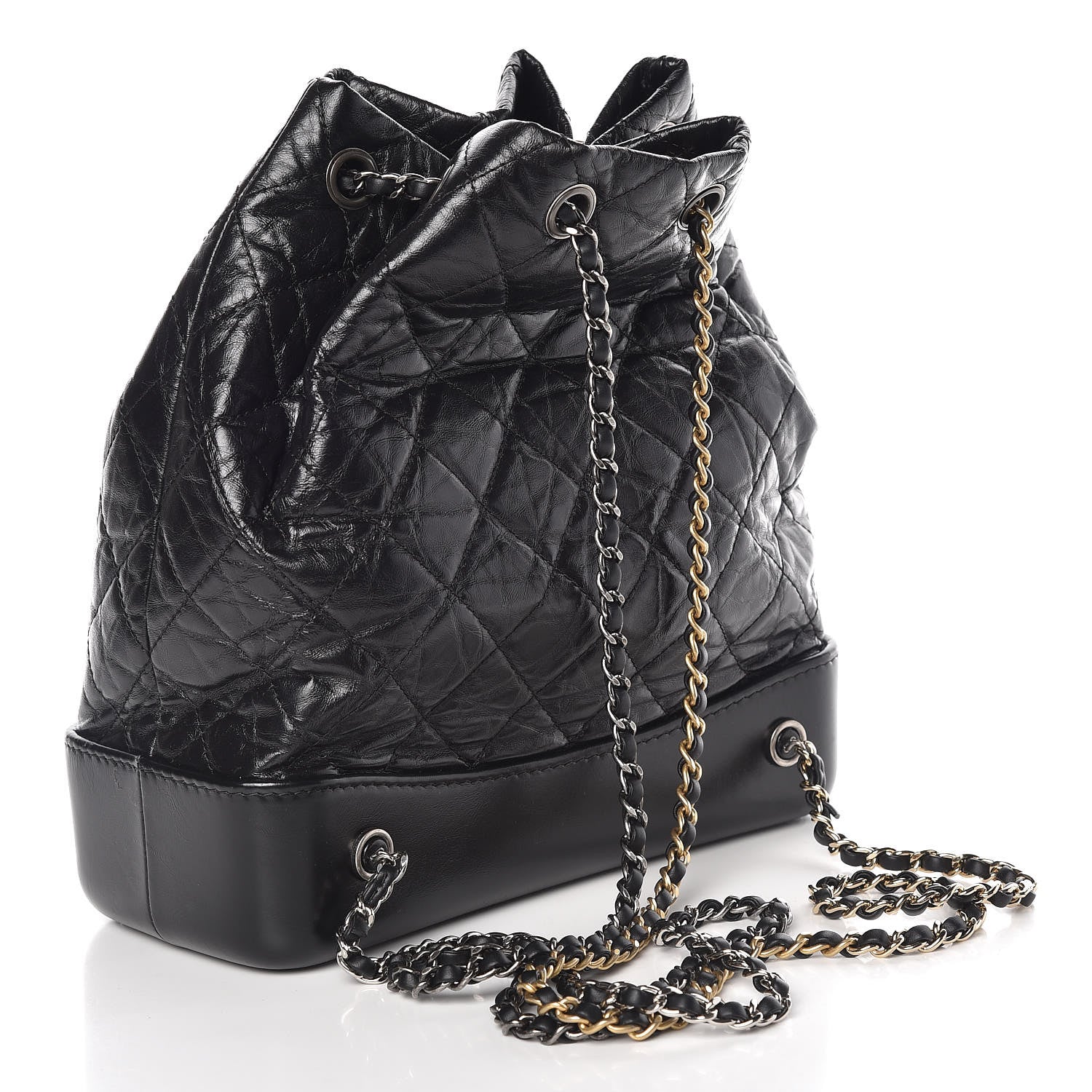 Chanel Aged Calfskin Quilted Gabrielle Backpack Black 3 of 9