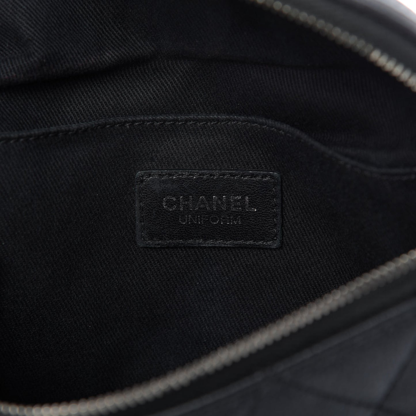 Grained Calfskin Quilted Waist Belt Bag Black