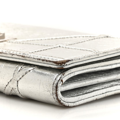 Christian Dior Metallic Crinkled Lambskin Diorama Croisiere Chain Wallet Silver 10 of 18