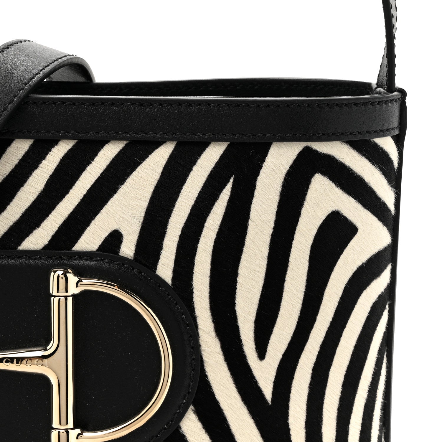 Gucci Calf Hair Calfskin Zebra Print Gucci 73 Mini Bucket Bag Black White 8 of 10