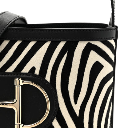 Gucci Calf Hair Calfskin Zebra Print Gucci 73 Mini Bucket Bag Black White 8 of 10