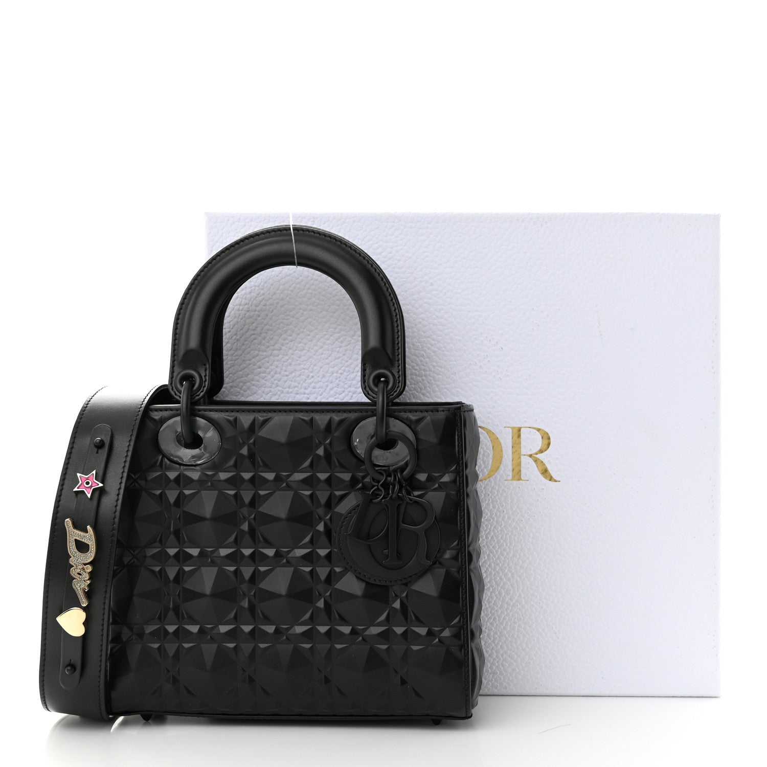Christian Dior Calfskin Cannage Diamond Small My ABCDior Lady Dior Black 3 of 11