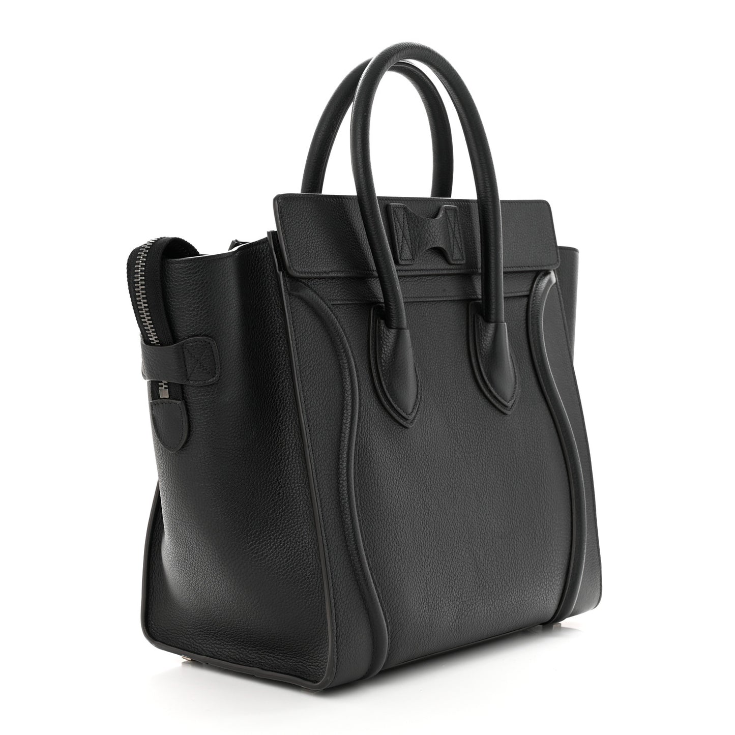 Drummed Calfskin Mini Luggage Black
