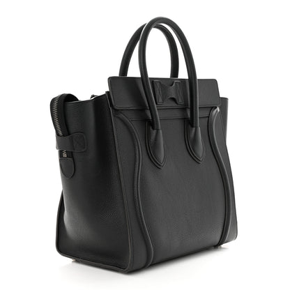 Celine Drummed Calfskin Mini Luggage Black 3 of 9