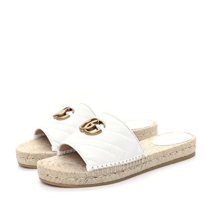 Gucci Nappa Matelasse GG Marmont Espadrille Slide Sandals 37 Great White 3 of 10