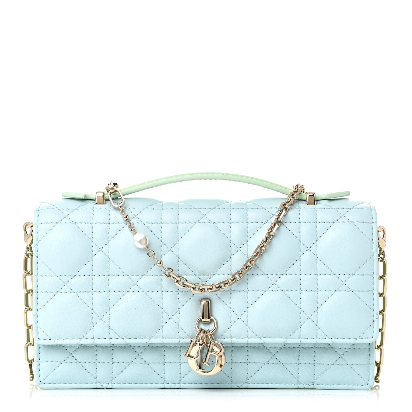 Lambskin Cannage Two Tone Mini My Dior Bag Celestial Blue Light Mint
