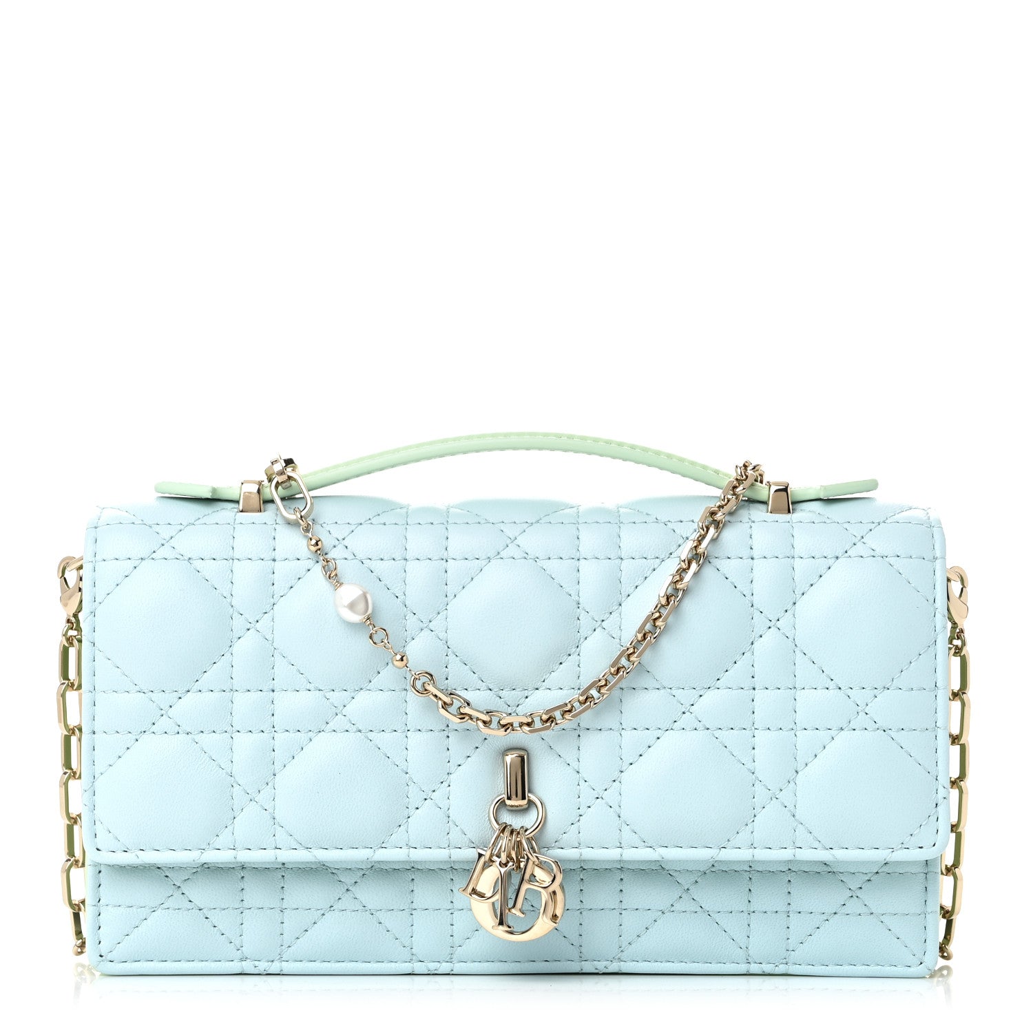 Christian Dior Lambskin Cannage Two Tone Mini My Dior Bag Celestial Blue Light Mint 1 of 9