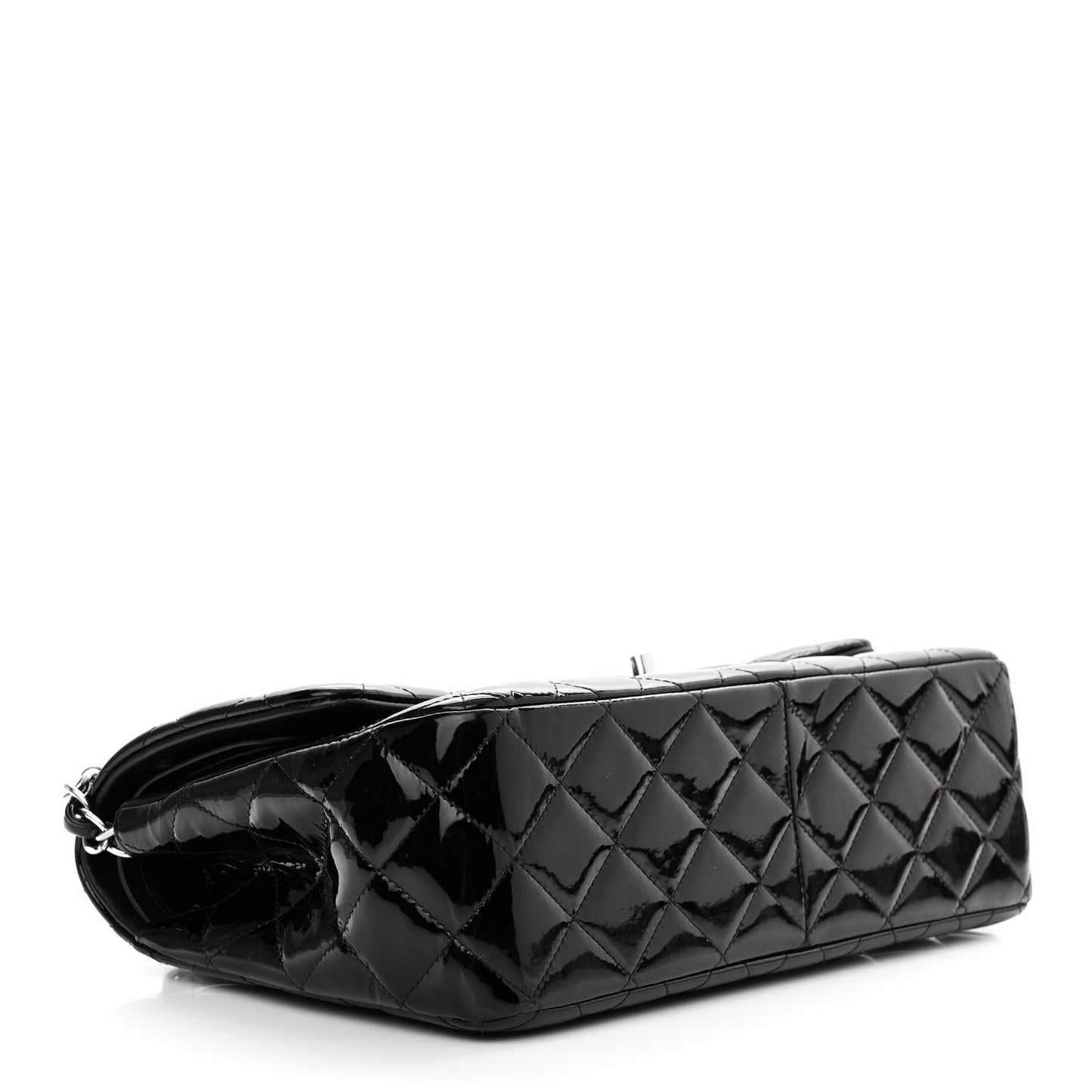 Patent Quilted Jumbo Double Flap Black