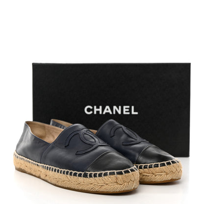 Chanel Lambskin CC Espadrilles 39 Navy Black 11 of 11