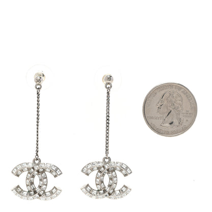 Chanel Baguette Crystal CC Drop Earrings Silver 2 of 4