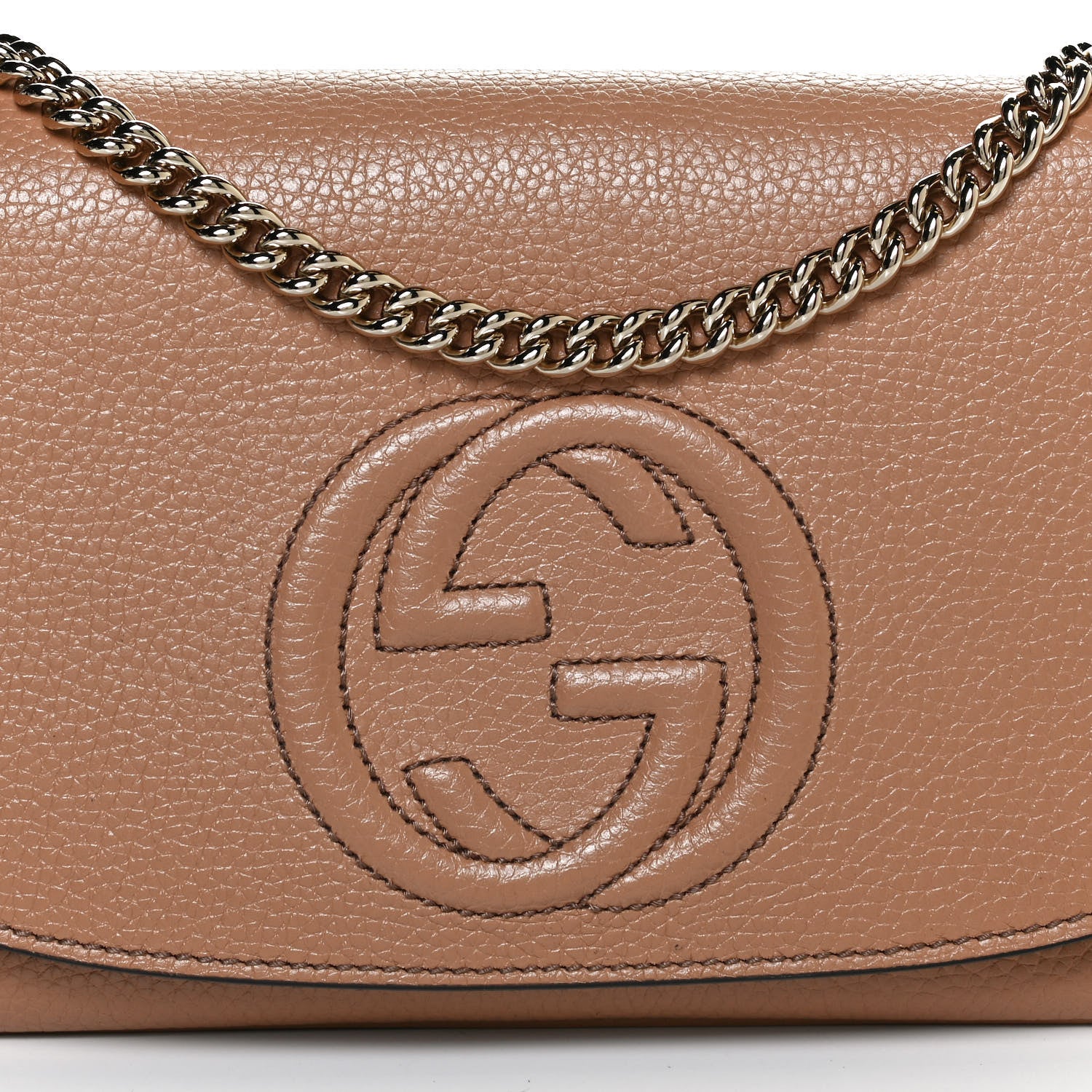 Gucci Pebbled Calfskin Medium Soho Flap Crossbody Camelia 9 of 13