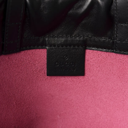 Gucci Grained Calfskin Logo Drawstring Backpack Box Pink Green Black 7 of 9