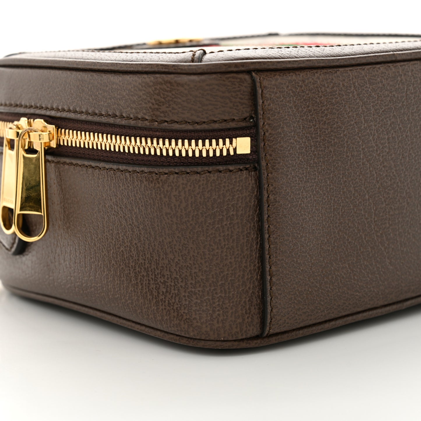 GG Supreme Monogram Textured Dollar Calfskin Mini Ophidia Top Handle Square Shoulder Bag Beige Ebony New Acero