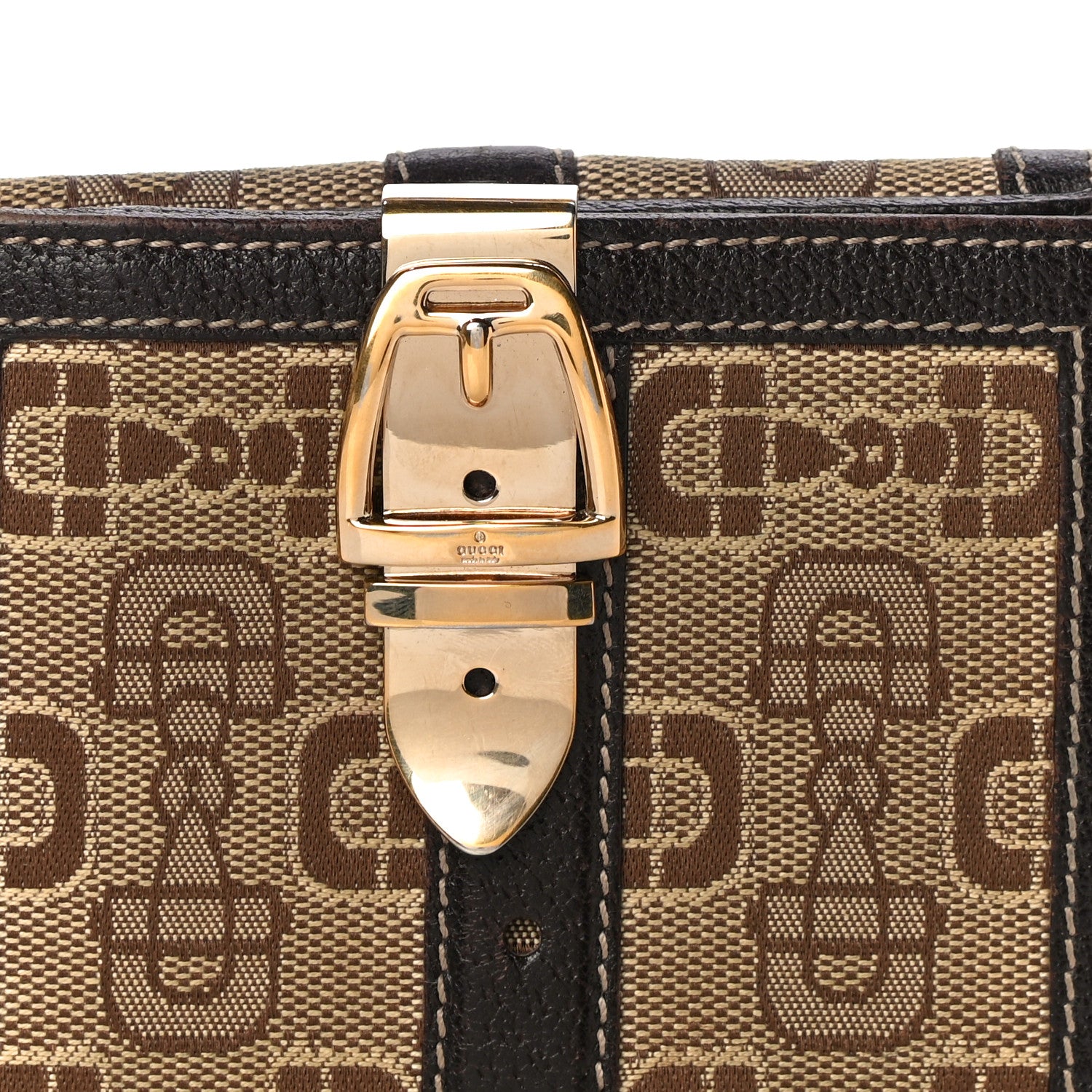 Gucci Horsebit Canvas Buckle Compact Wallet Brown 10 of 19