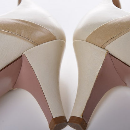 Prada Vitello Shine Lambskin Floral Mary Janes Heels 38.5 Ivory 13 of 18