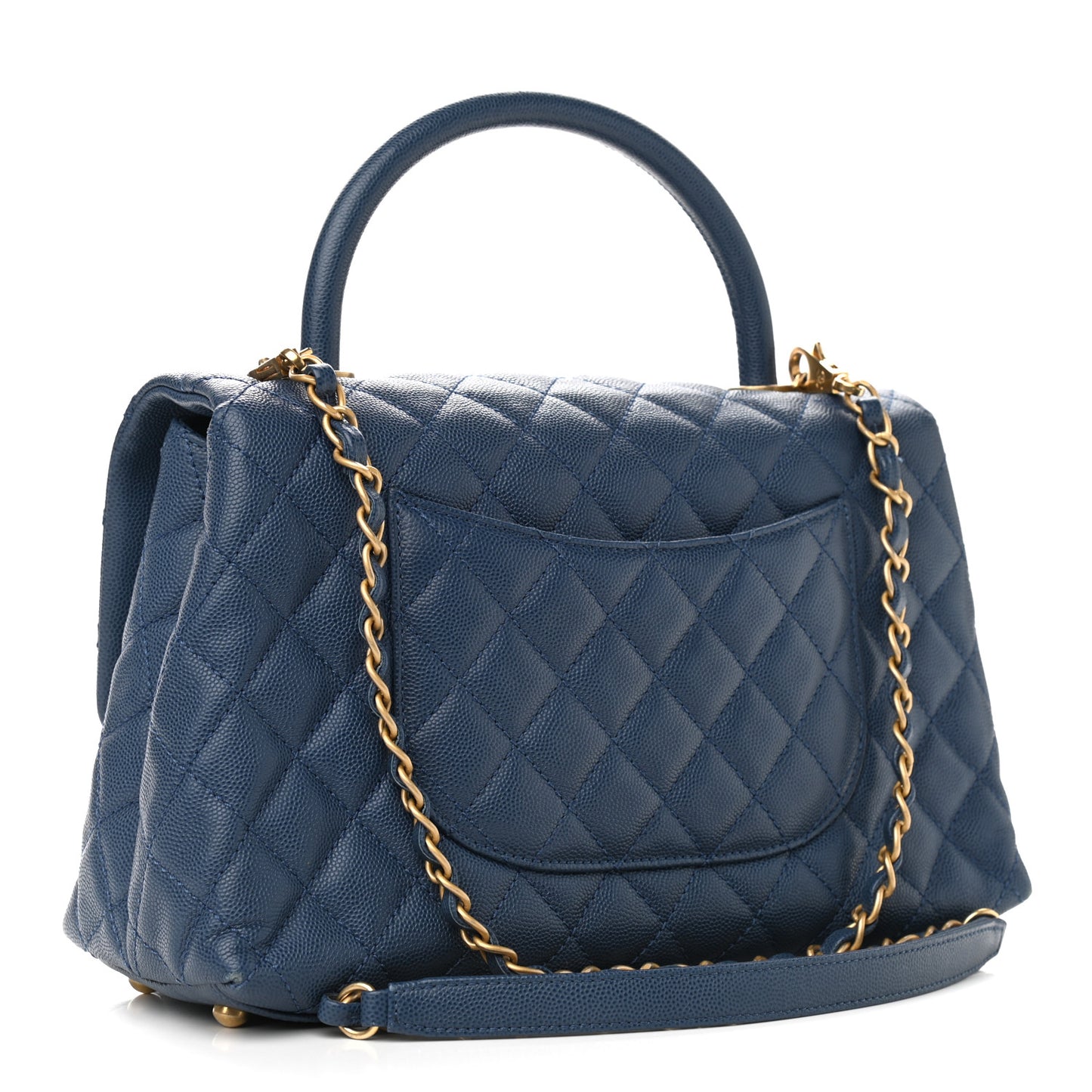 Caviar Quilted Small Coco Handle Flap Blue
