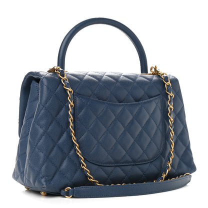 Chanel Caviar Quilted Small Coco Handle Flap Blue 3 of 13