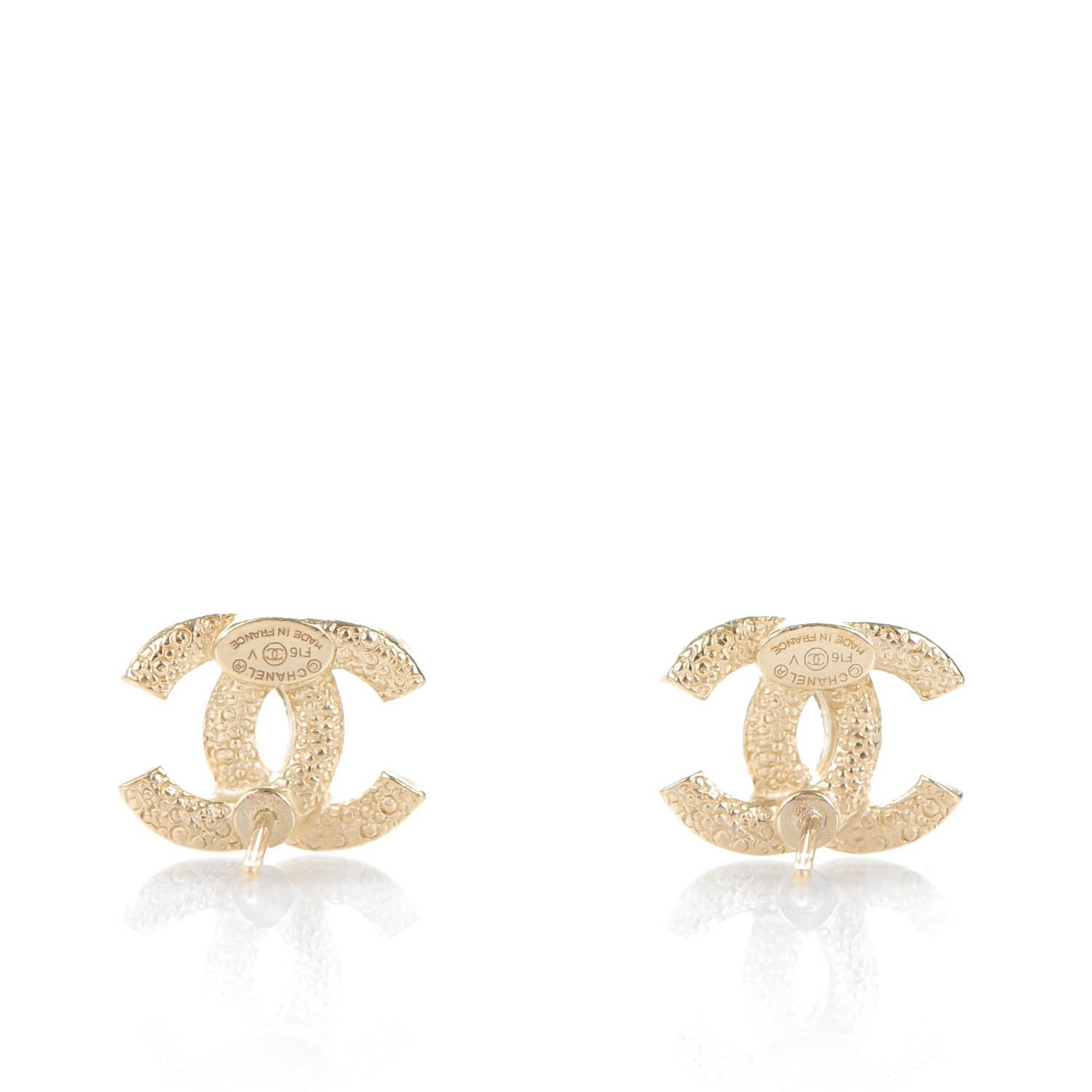 Chanel Crystal Timeless CC Earrings Gold Light Purple 3 of 5