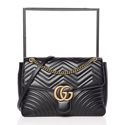 Gucci Calfskin Matelasse Large GG Marmont Shoulder Bag Black 11 of 11