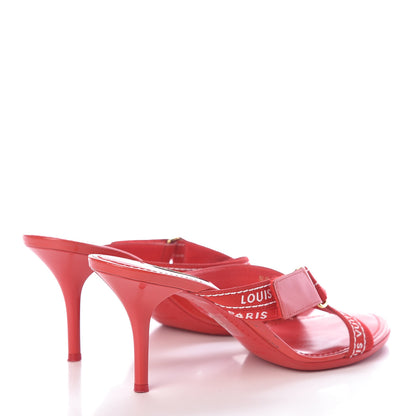 Louis Vuitton Patent Ribbon Slide Sandal 38.5 Red 4 of 15