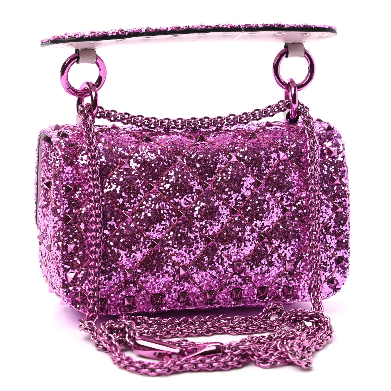 Valentino Garavani Glitter Mini Rockstud Spike Shoulder Bag Water Lilac 3 of 9