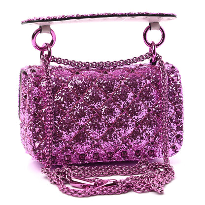 Valentino Garavani Glitter Mini Rockstud Spike Shoulder Bag Water Lilac 3 of 9