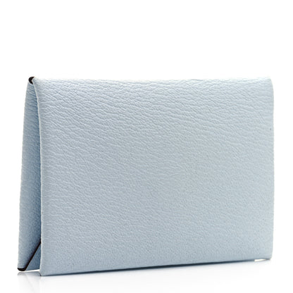Hermes Chevre Mysore Verso Calvi Card Case Bleu Brume Brique 3 of 7