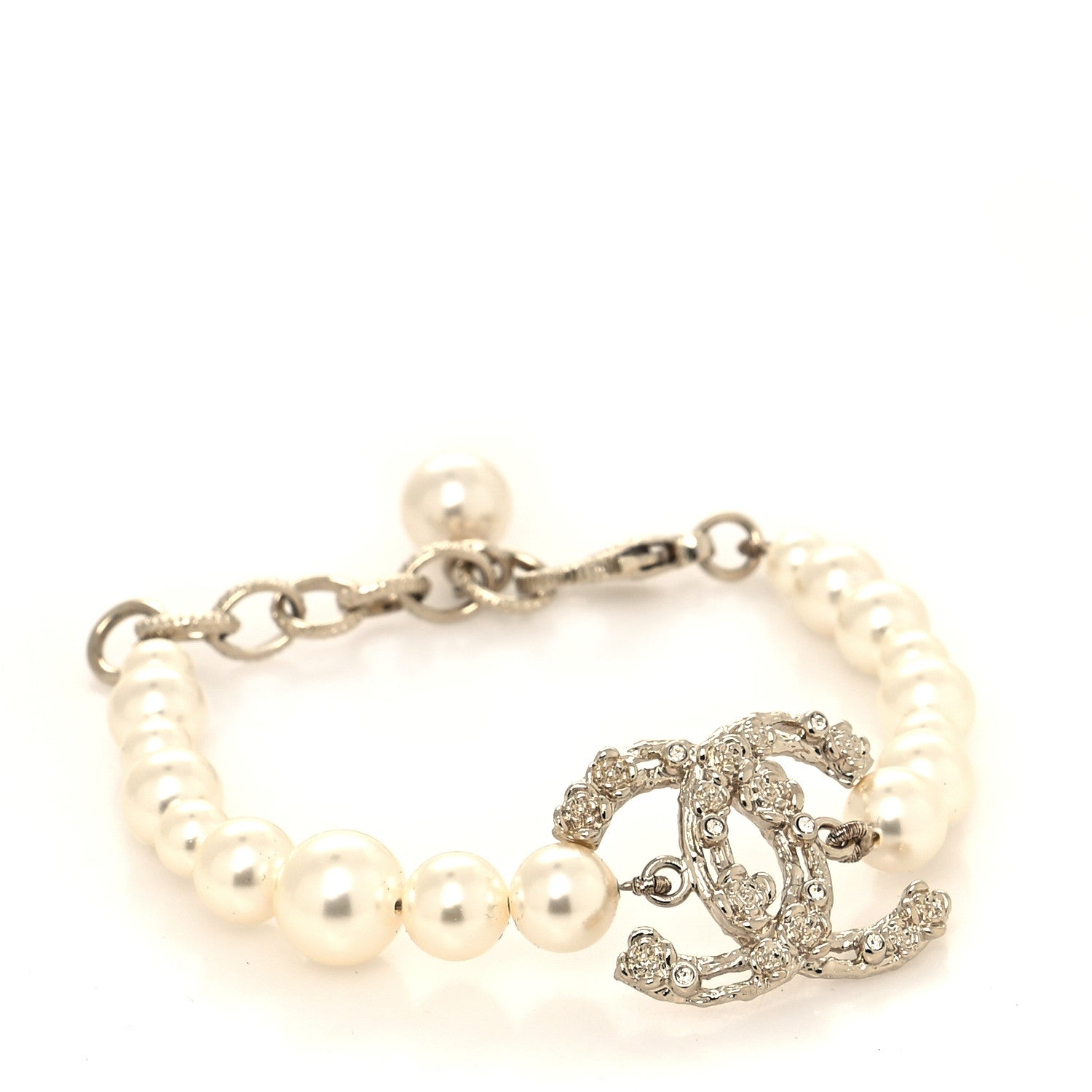 Chanel Pearl CC Camellia Bracelet Gold White 1 of 5