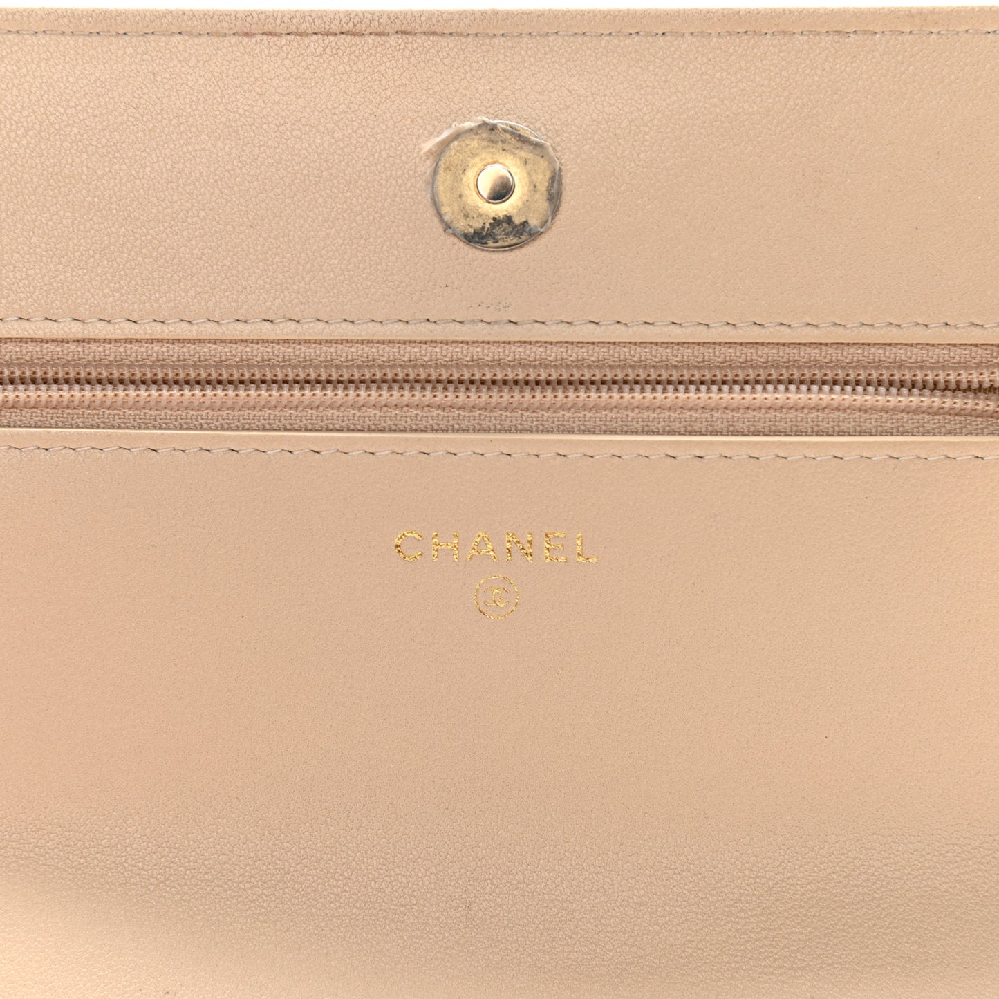 Lambskin Quilted Chanel 19 Wallet On Chain WOC Beige