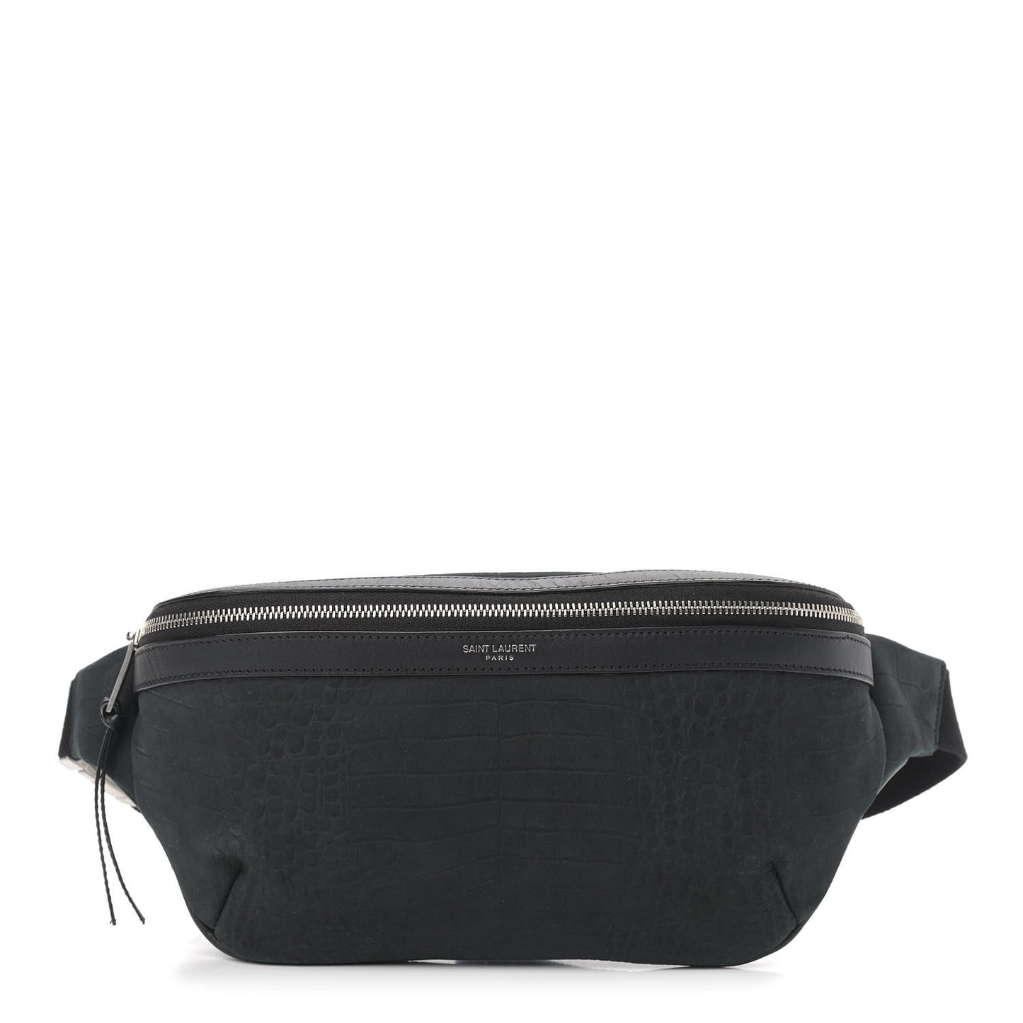 Nubuck Crocodile Embossed Classic Belt Bag Black