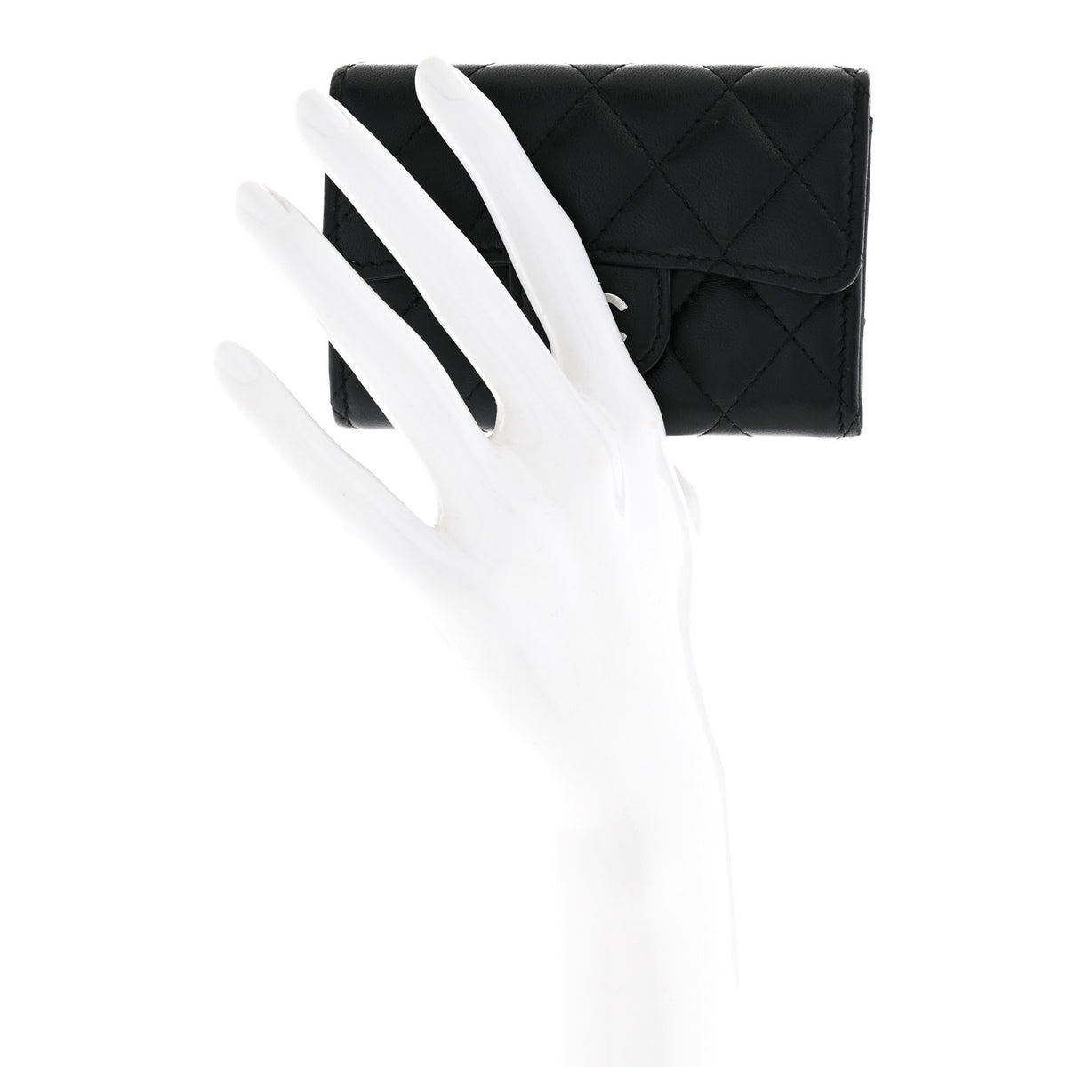 Chanel Lambskin Quilted Flap Card Holder Wallet Black 2 of 8