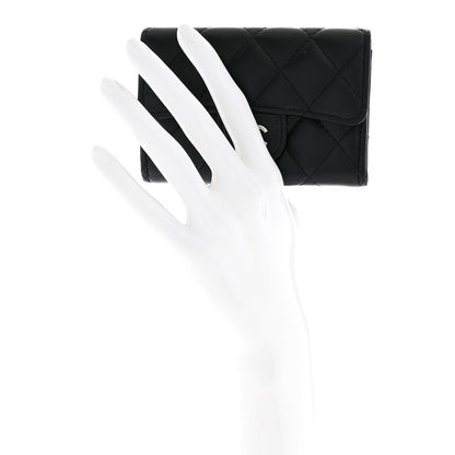 Chanel Lambskin Quilted Flap Card Holder Wallet Black 2 of 8