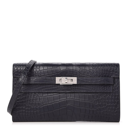 Hermes Matte Alligator Kelly Wallet To Go Bleu Indigo 1 of 10