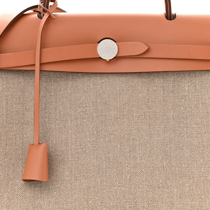 Hermes Toile De Camp Vache Hunter Herbag Zip Retourne 31 PM Ficelle Naturel 9 of 11