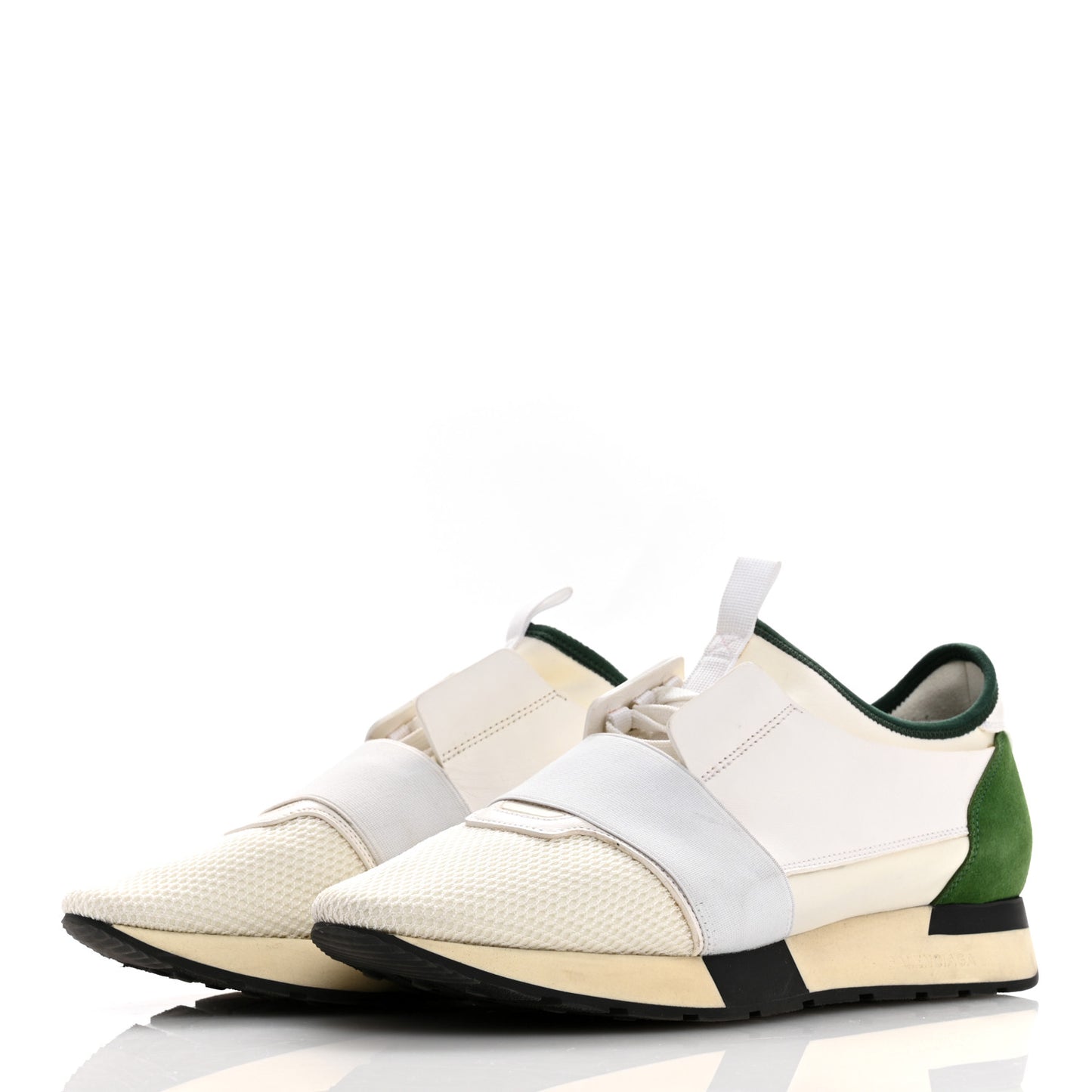 Mesh Calfskin Neoprene Womens Race Runner Sneakers 41 White