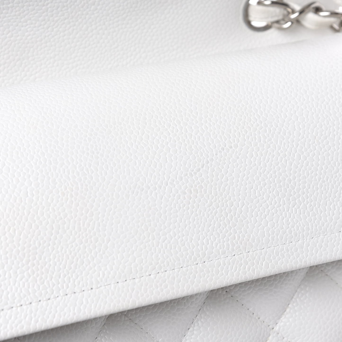 Caviar Quilted Jumbo Double Flap White