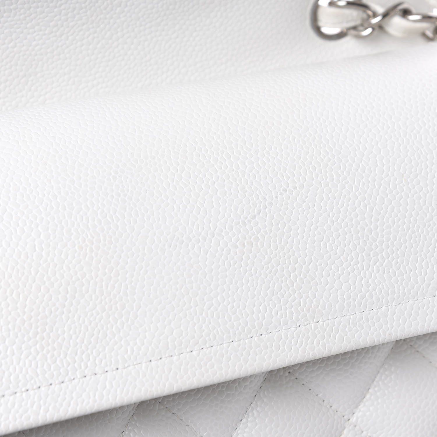 Chanel Caviar Quilted Jumbo Double Flap White 11 of 14