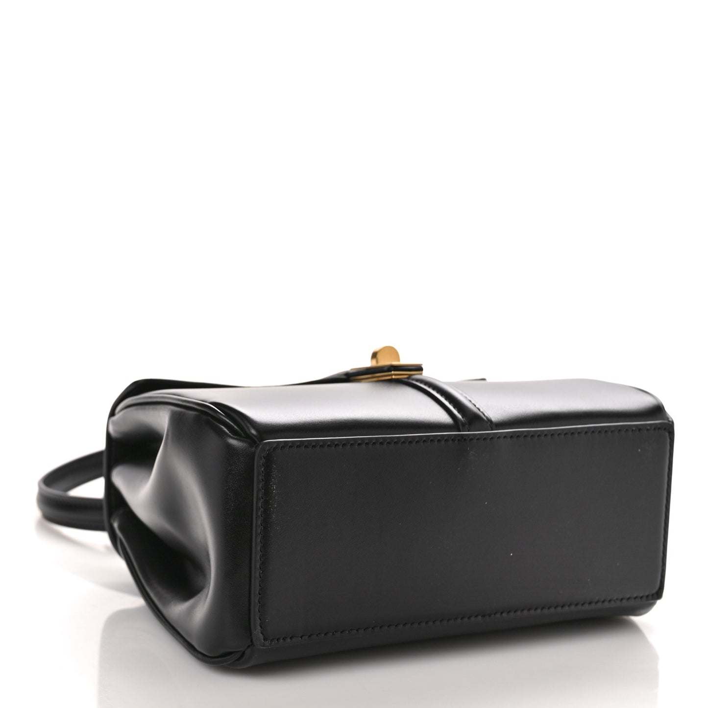 Satinated Calfskin Mini 16 Top Handle Bag Black