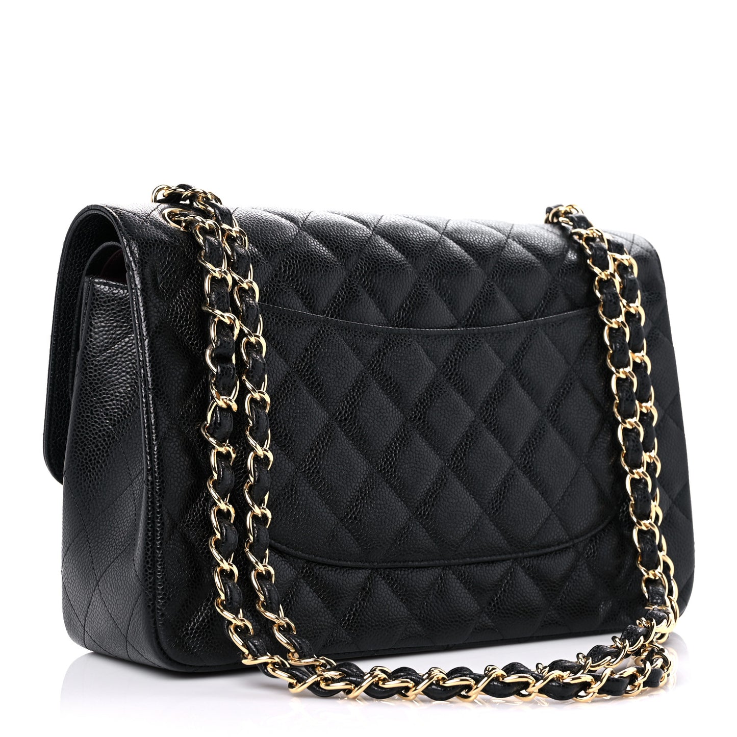 Caviar Quilted Jumbo Double Flap Black