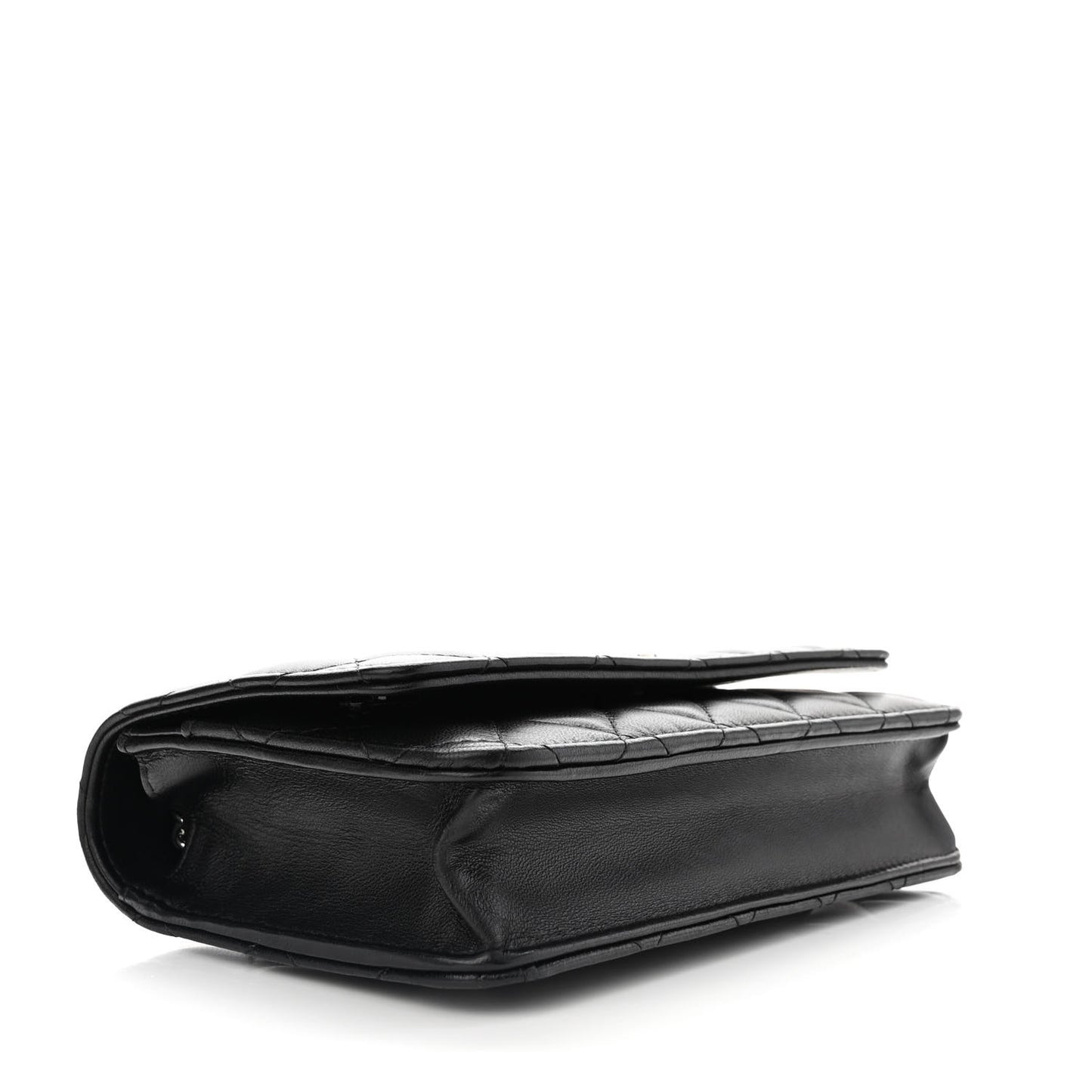 Lambskin Glitter Quilted Wallet On Chain WOC Black