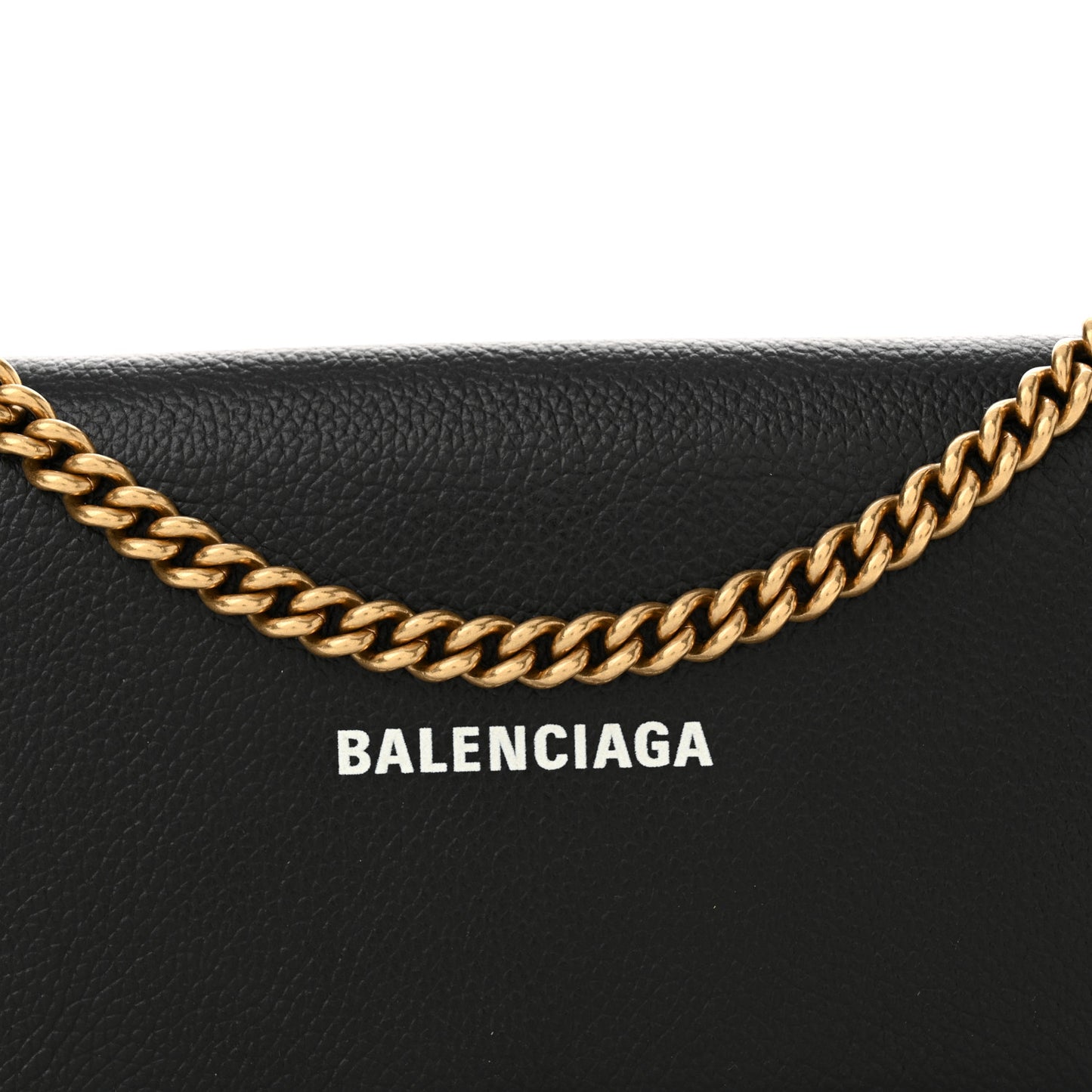 Grained Calfskin Logo Cash Phone Holder Wallet On Chain Black White