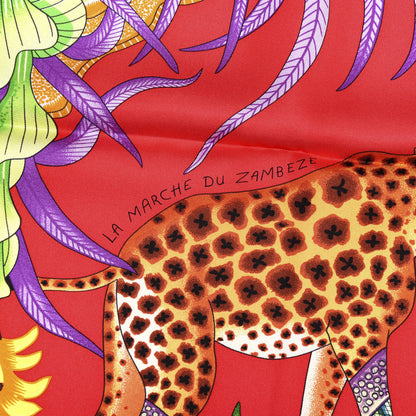 Hermes Silk a Marche Du Zambeze Scarf 90 Framboise Vert Orange 3 of 4