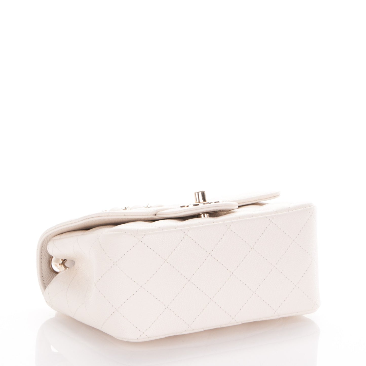 Caviar Quilted Mini Square Flap White